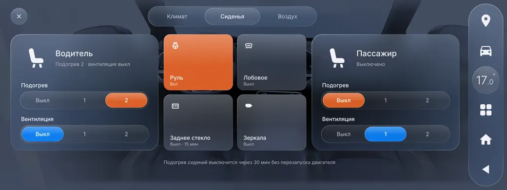 Сиденья: новый дизайн, ночь
